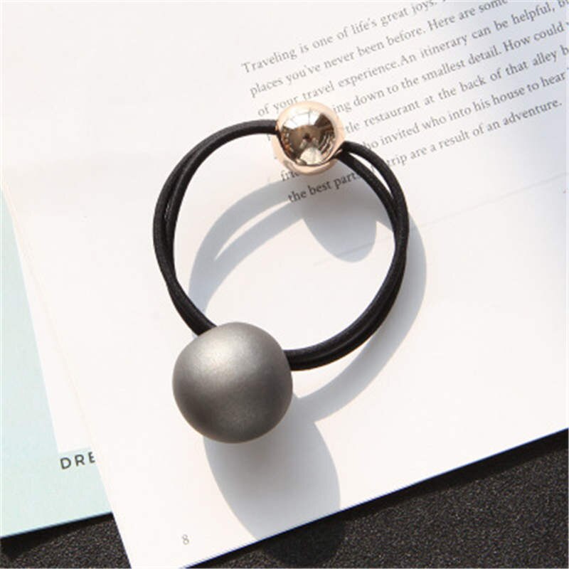 Style coréen gommage métal grosses perles cheveux corde boule bande de caoutchouc anneau de cheveux accessoires de cheveux simple cheveux braiders: Gris
