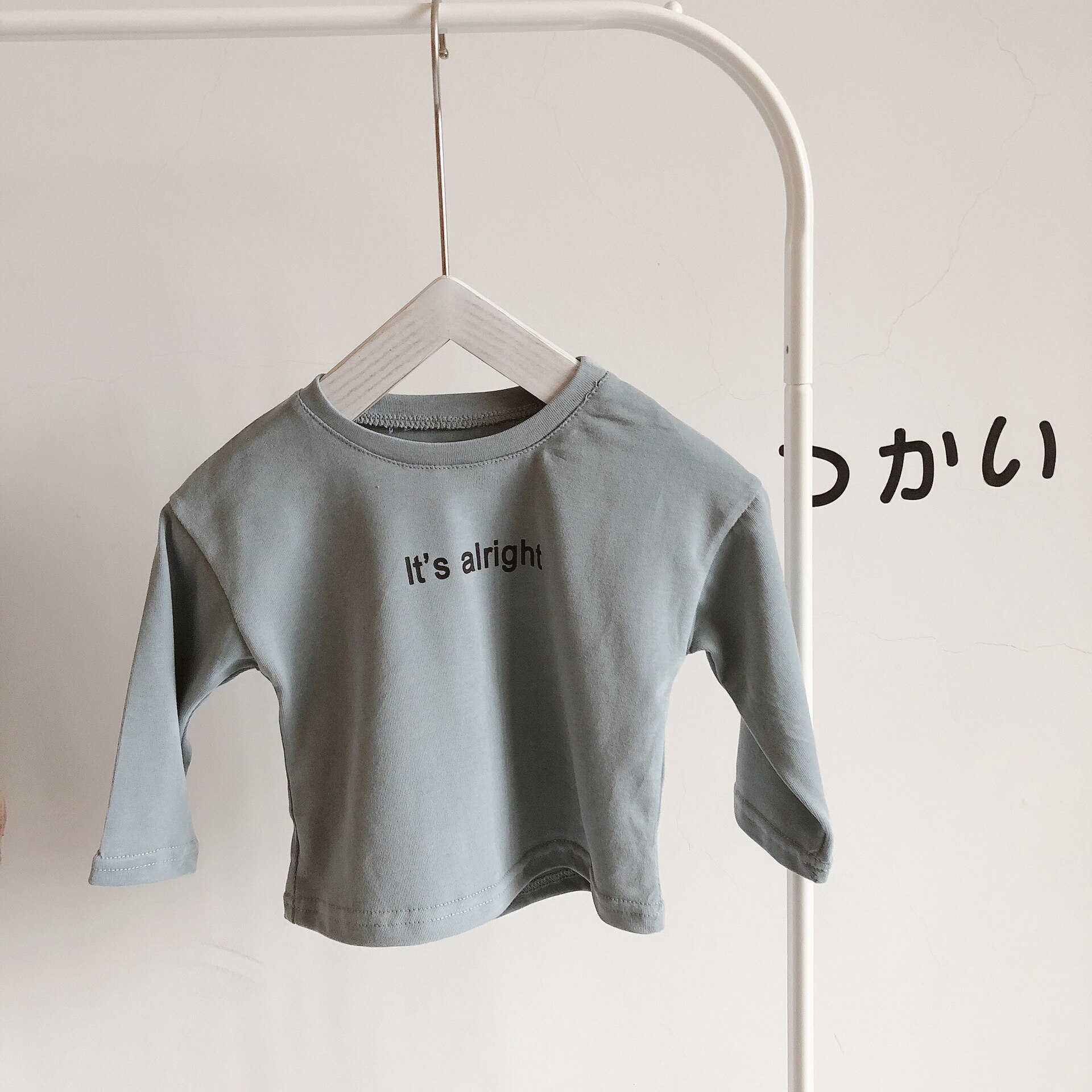 Lente Koreaanse Stijl Baby Jongens Meisjes Letters Gedrukt Lange Mouwen T Shirts 1-6 Jaar Jongens Kids Puur Katoen casual Tees: Blauw / 6T