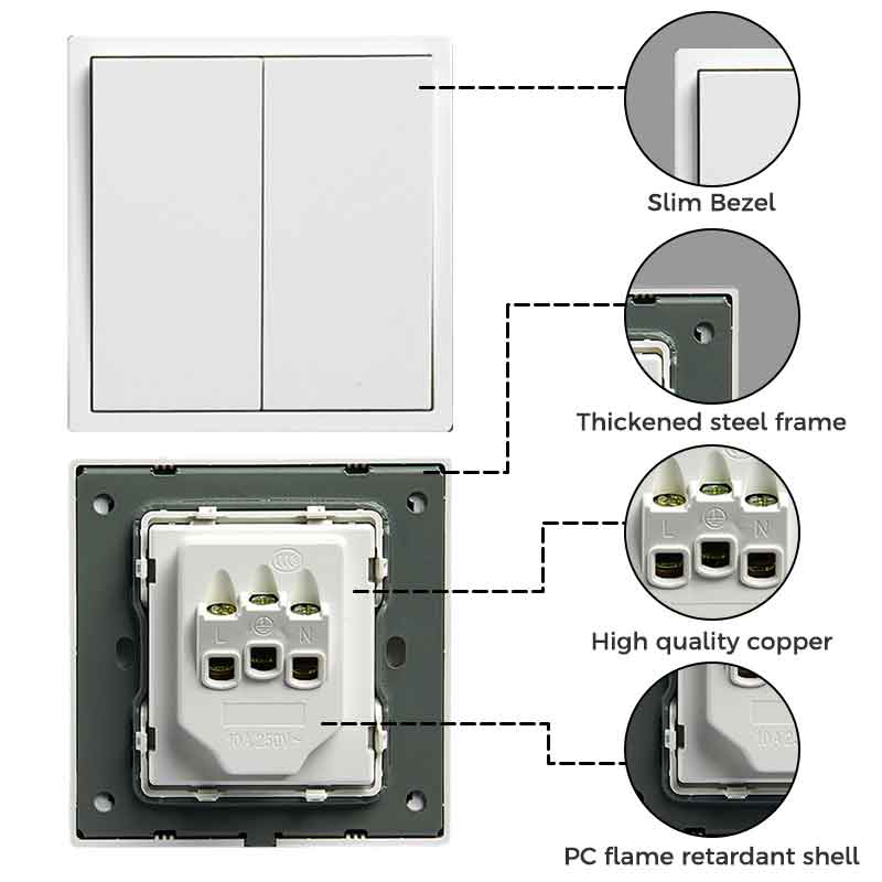 Plastic Panel Wall Light Switches 1/2/3/4 Gang Button Switch with Wall EU TV NET Socket Function Parts DIY Korean Standard White