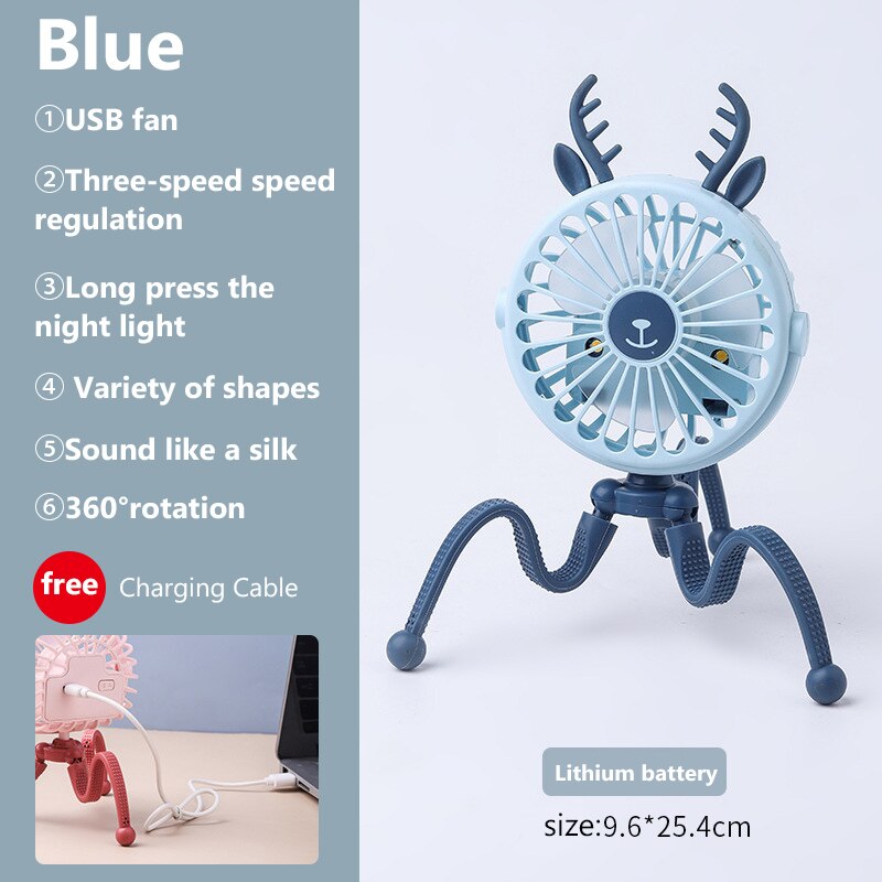 Ventilateur Portable pour siège de voiture, 500mAh, Rechargeable par USB, Mini accessoires pour poussette: WJ3794Q
