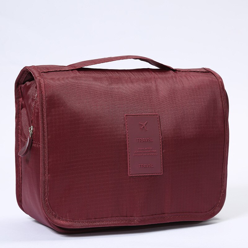 Bolsas de maquillaje para cosméticos de viaje para mujer, bolsa de aseo para lavar, bolsa de aseo para el día a día, bolsa organizadora Portable30: Red wine