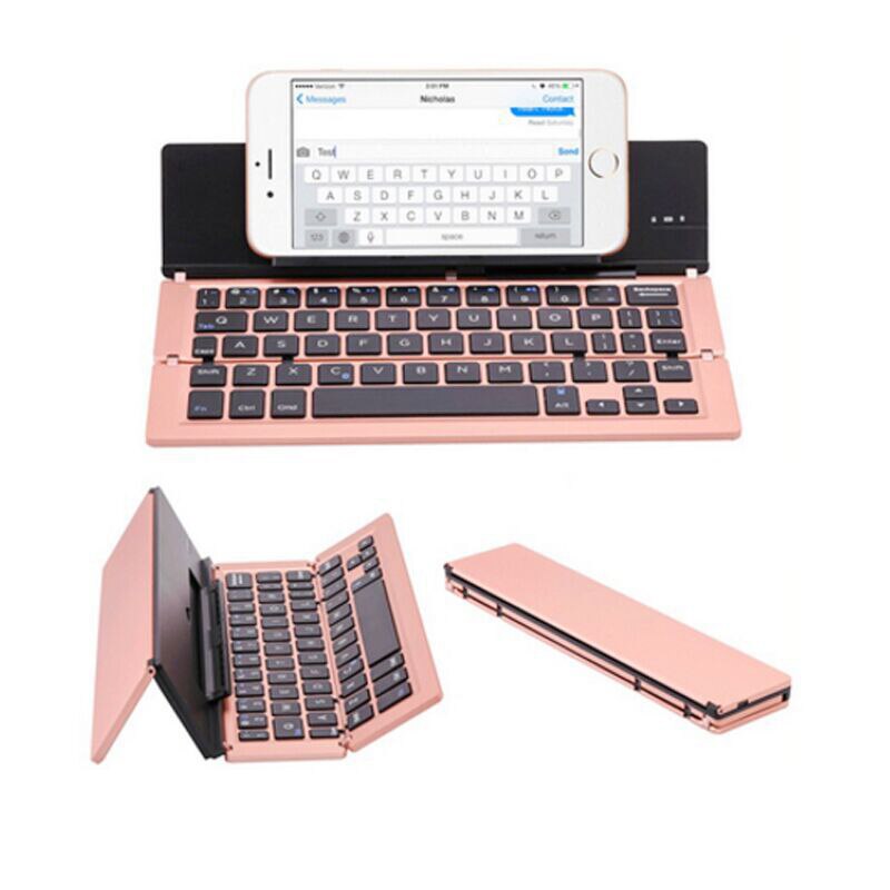 Składana klawiatura Bluetooth przenośna składana klawiatura bezprzewodowa dla Windows, Android, IOS,Laptop wiele kolorów do wyboru: Pink