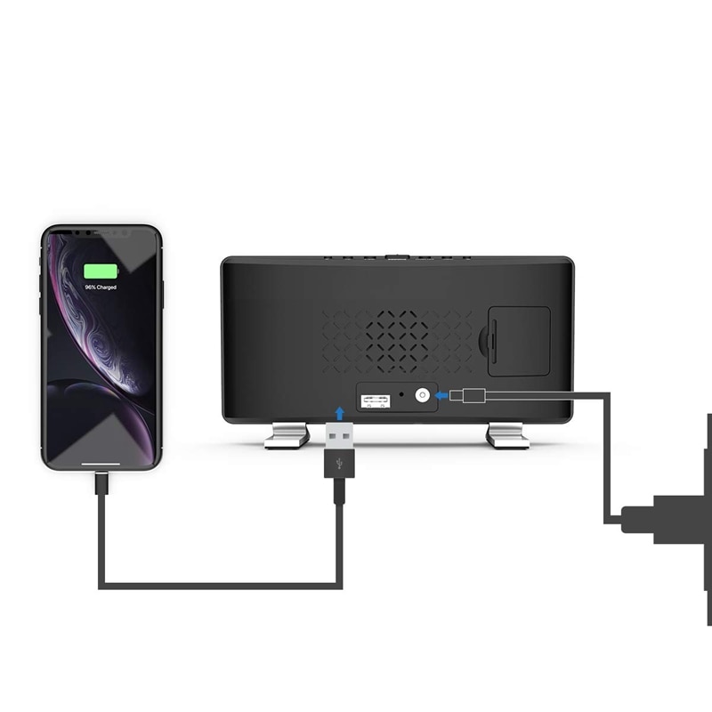 Digital Alarm Clock 7.3 Inch LED Screen with Snooze Adjustable 0-100 Brightness Volume Dimmable Easy for Kid Senior Bedside Alar