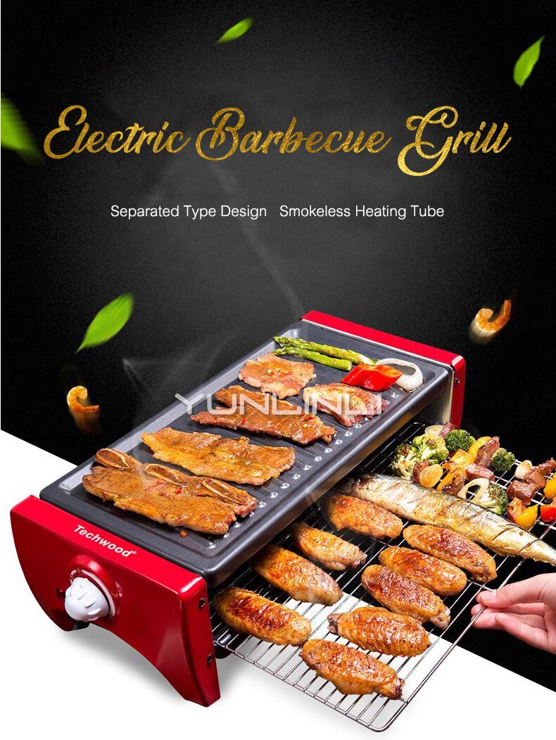 Smokeless Electric Raclette Grill Double Layers Non-Stick BBQ Roasting Pan Griddle Mini Barbecue Stove Machine Roaster