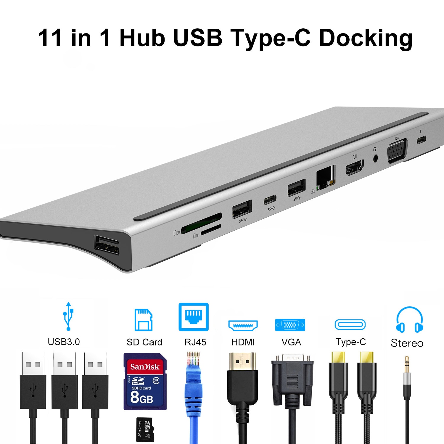 11 in1 HUB Adattatore USB C di Tipo HUB-c 3.0 USB-C A HDMI 4K carta di SD/TF lettore di PD di Ricarica Ethernet Adattatore per MacBook Pro HUB
