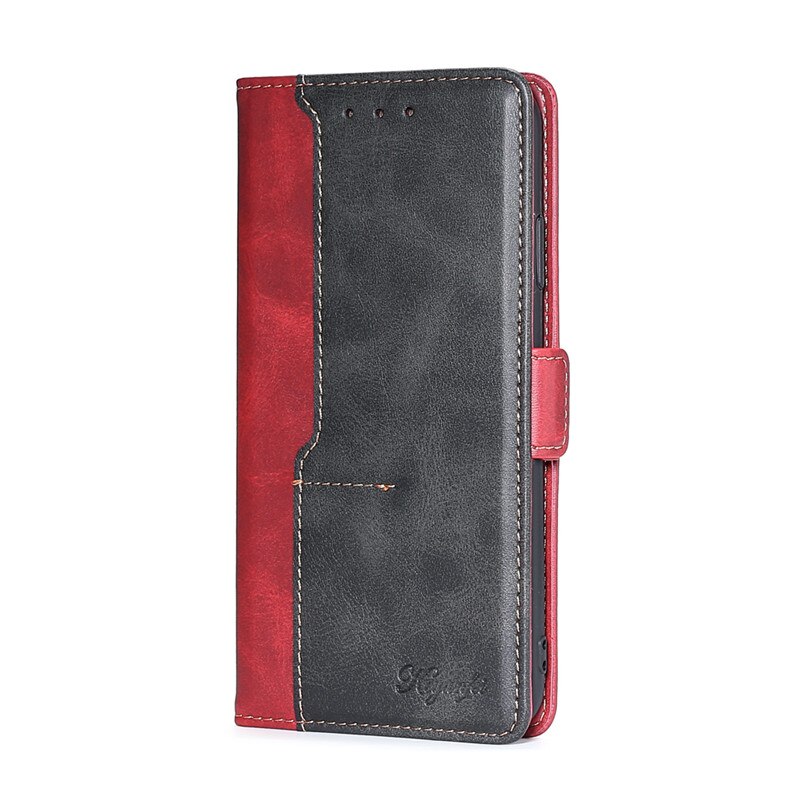 Étui de support de fente de carte de crédit de sac de téléphone en cuir d'unité centrale pour Xiaomi Mi10T Lite/Xiaomi Mi10T Pro/Xiaomi Mi10T étui de téléphone magnétique: Xiaomi Mi10T / Red n Black