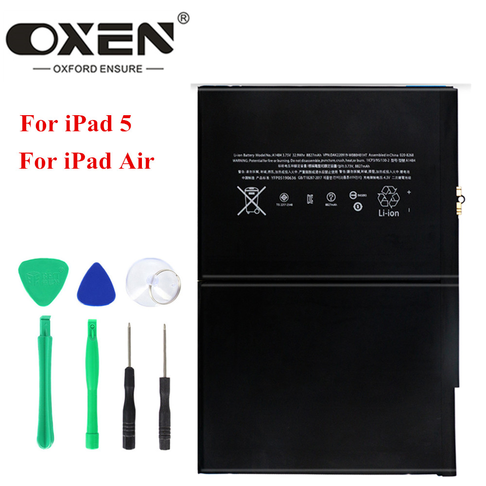 OXEN 8827mAh iPad5 Tablet Battery for iPad 5 Air Replacement Batteries A1474 A1475 A1484 Lithium Polymer Bateria