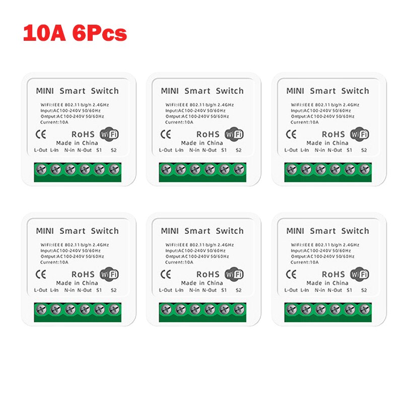 10A/16A MINI Wifi Smart Switch Timer Wireless Switches Smart Home Automation Compatible With Tuya Alexa Google Home: 16A 8pcs