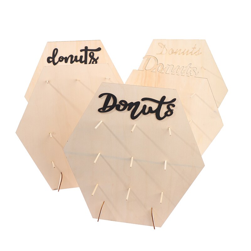 Soporte de pared de Donuts para decoración de de cumpleaños y boda, estante de exhibición de pastel de postre de madera, suministros para de Navidad, 1 unidad,