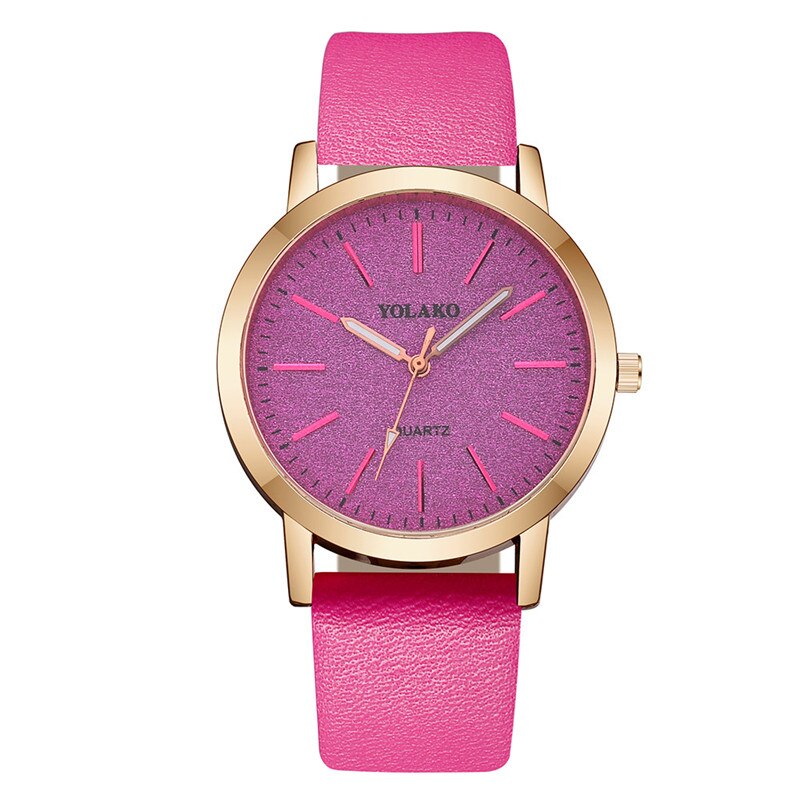 Yolako luksus dameklokker skinnbånd rundt enkel kvarts analog armbåndsur star dial casual kvinnelig klokke  xb40: B