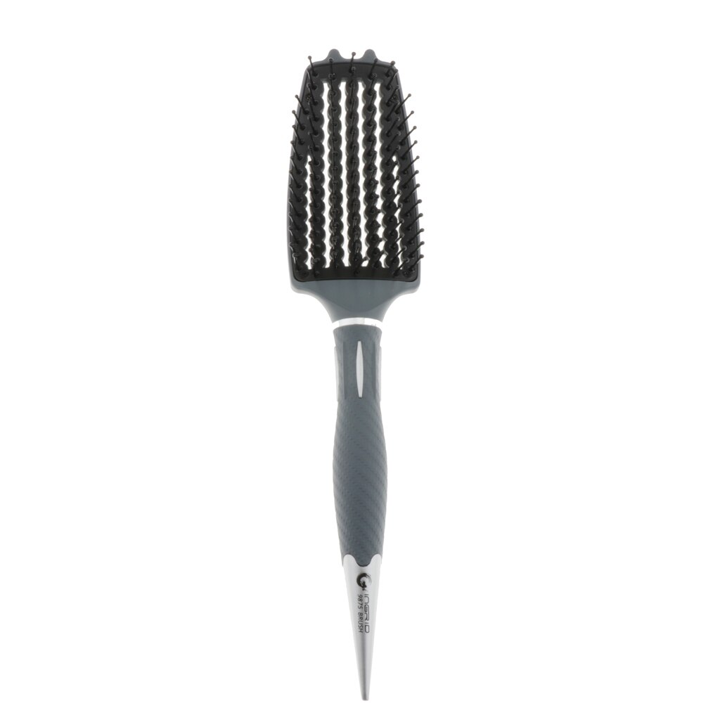 Soft Nylon Pins Cushioned Paddle Brush for Detangling Volumizing Blow Drying Curved Paddle Brush Hair Combs: 05