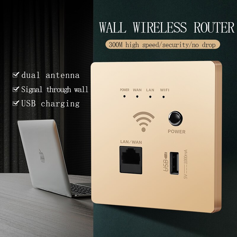 KEKA Wall wireless router 300Mbps 220V power supply embedded AP smart wireless WIFI relay extender 2.4G/5G router USB SOCKET