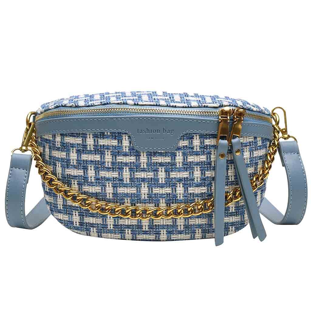 Women Pocket Chest Bag Woven Shoulder Bag Messenger Phone Bag многофункциональная сумка сумка кожаная женская: Blue