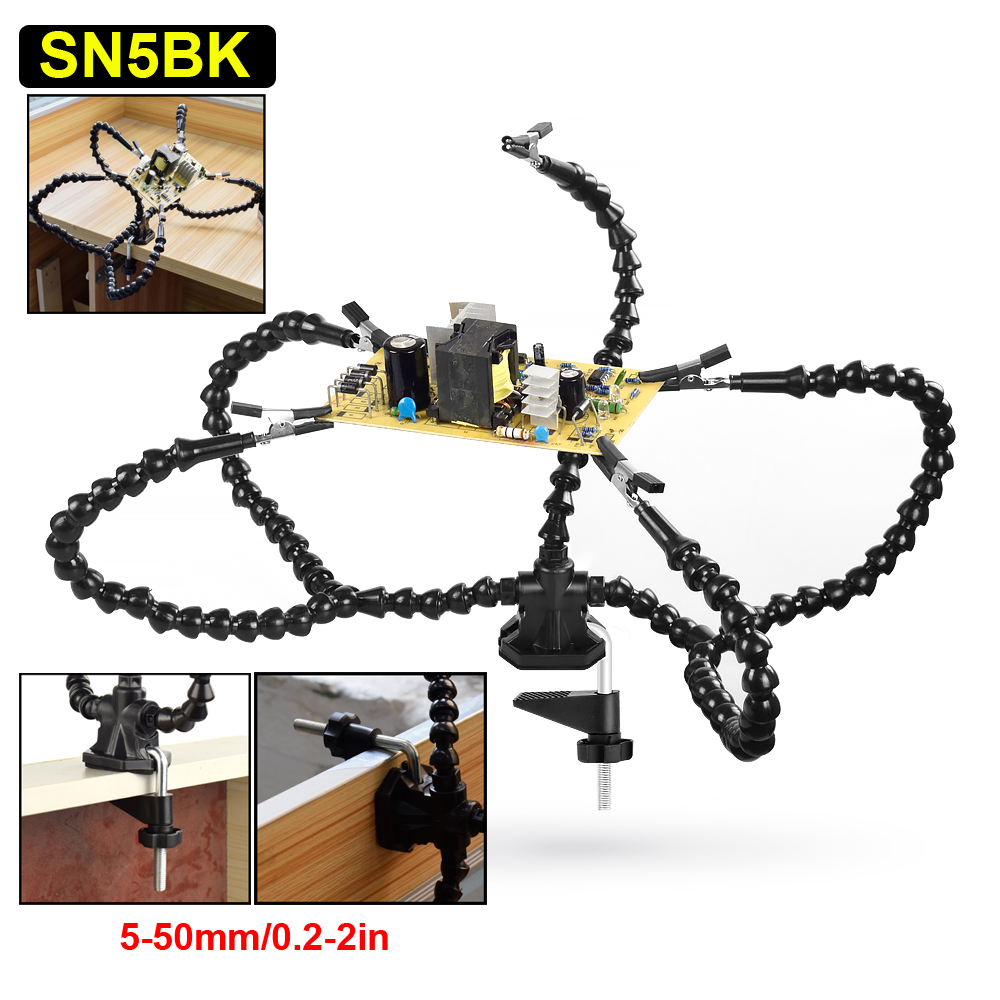 NEWACALOX Helping Hands Third Hand Soldering Tool PCB Holder Vise Table Clamp Solder Stand for PCB Repair Jewelry Crafts: black