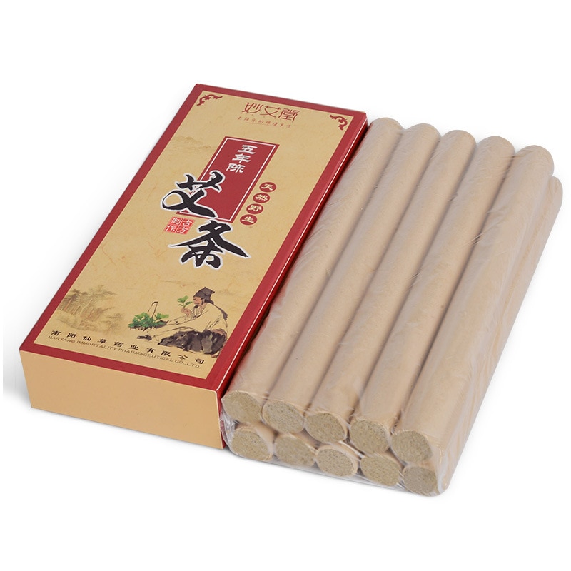 Moxibustion terapi boks bambus moxa brænder boks afslapning rulle stick til røgfri roll stick akupunkt massage krops massager: 10pc moxa pinde