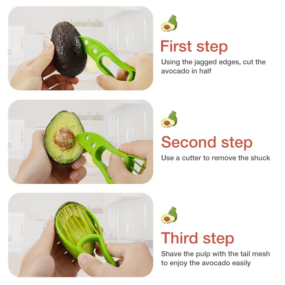 Avocado Dunschiller 3 In 1 Multifunctionele Duurzaam Avocado Slicer Cutter Fruit Groente Splitter Keuken Tool