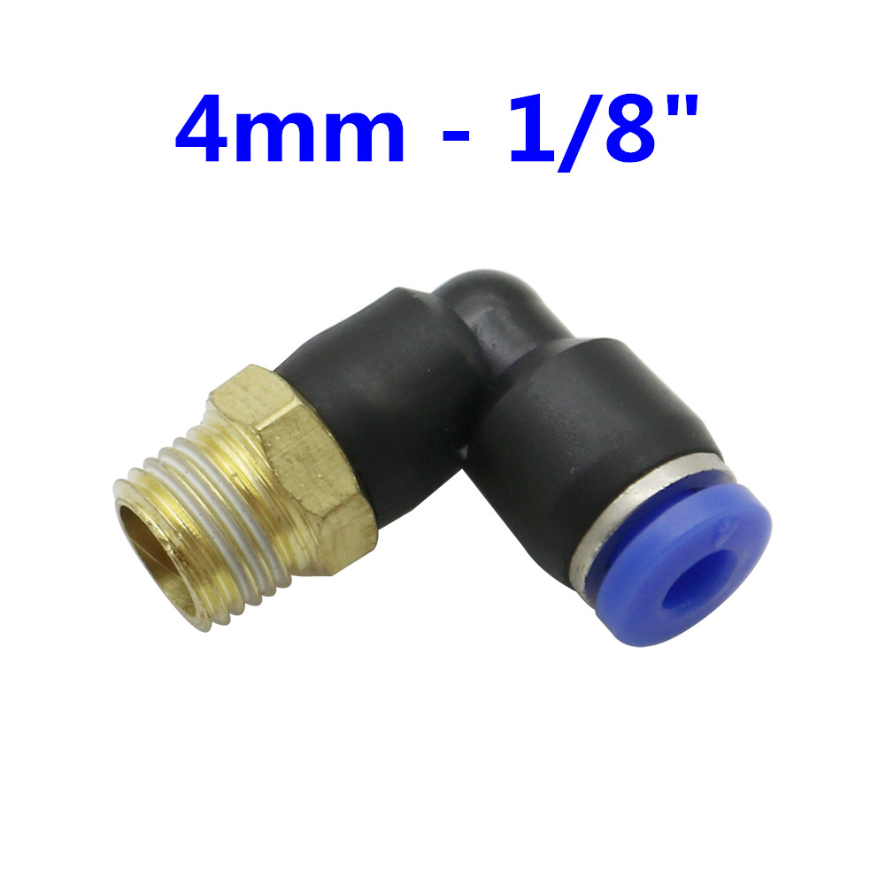 Conector de tubo neumático de aire, 10mm, 8mm, 6mm, 4mm, 12mm, OD, manguera de 1/8 &quot;, 1/4&quot;, 3/8 &quot;, 1/2&quot;, rosca macho, conectores en forma de L, accesorios de tubería: 4mm - 1I8 inch