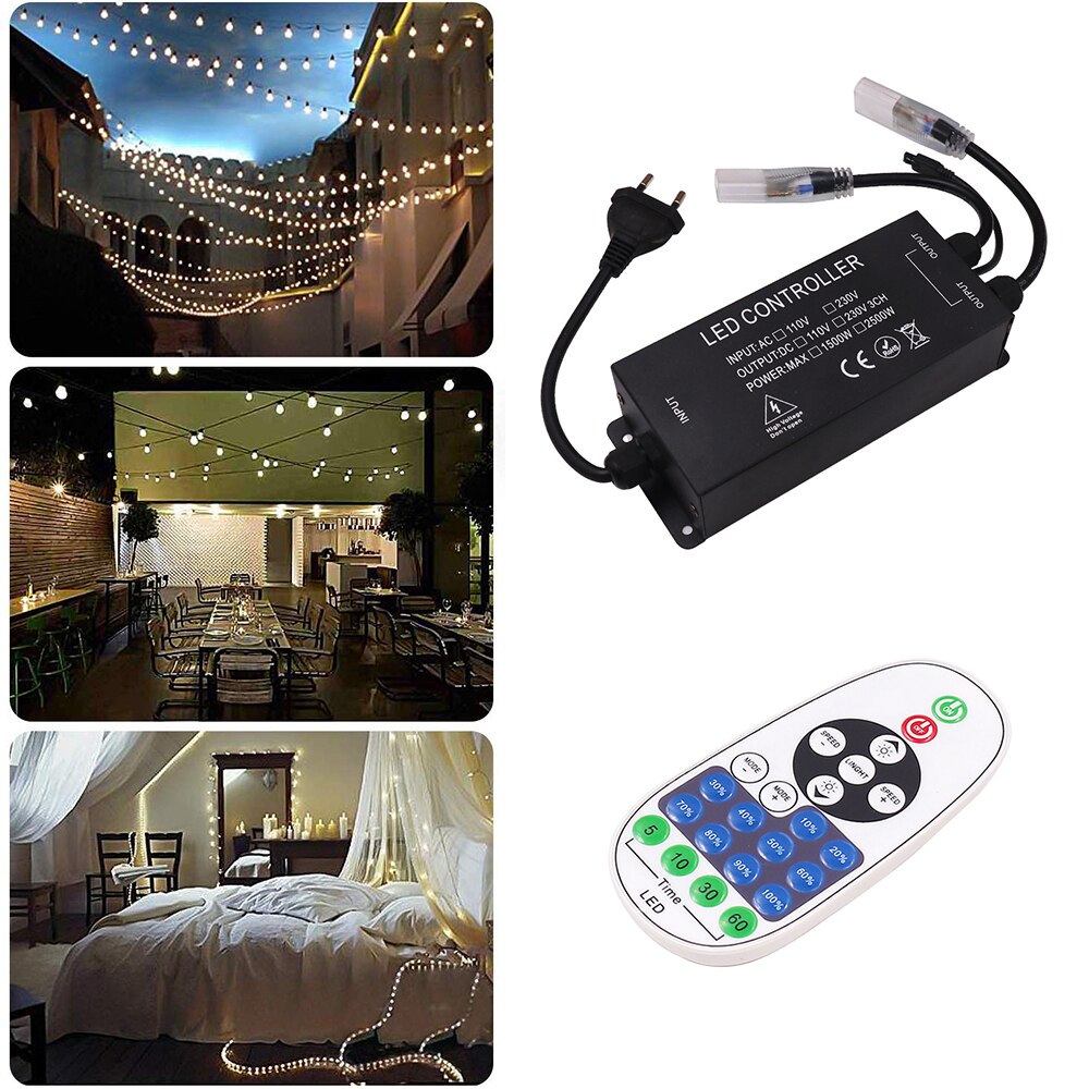 110V 220V Dubbele Hoofd Uitgang Dimmer Met 23key Rf Afstandsbediening 2500W 6 Mm 12 Mm 15mm Pcb Voor Led Strip Neon Light Eu/Uk/Us/Au