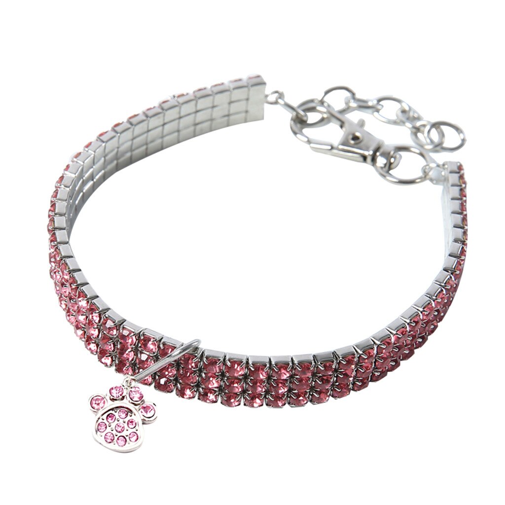 Trsnser-Collar para perro con diamantes de imitación, Mini Collar blanco para perros de compañía, Gargantilla ostentosa, Perros pequeños para mascotas: PK / L