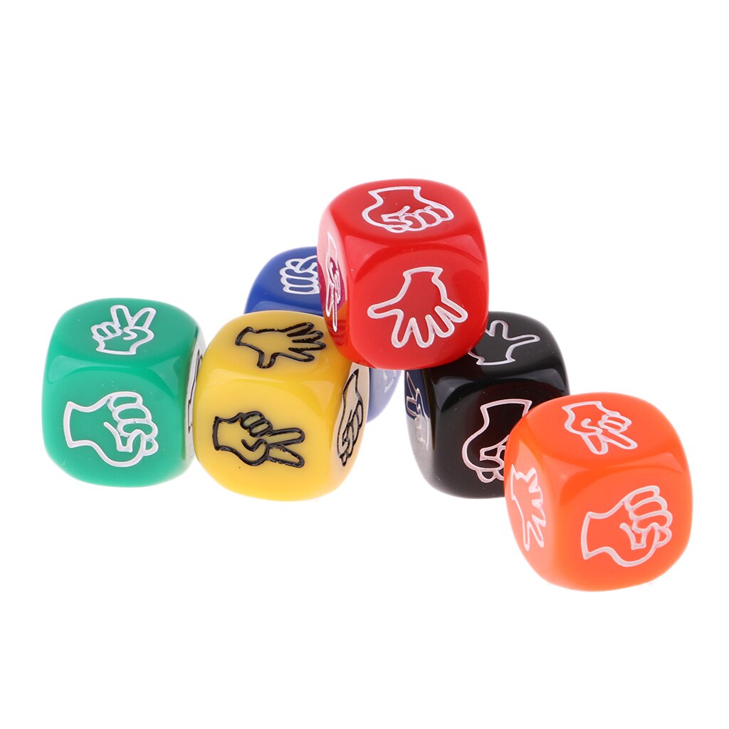 6Pcs Rock Paper Scissors Dice Board Game Counting Cubes Dice Set for Kids Lovers Multi Color Six Sided Club Party Board Game