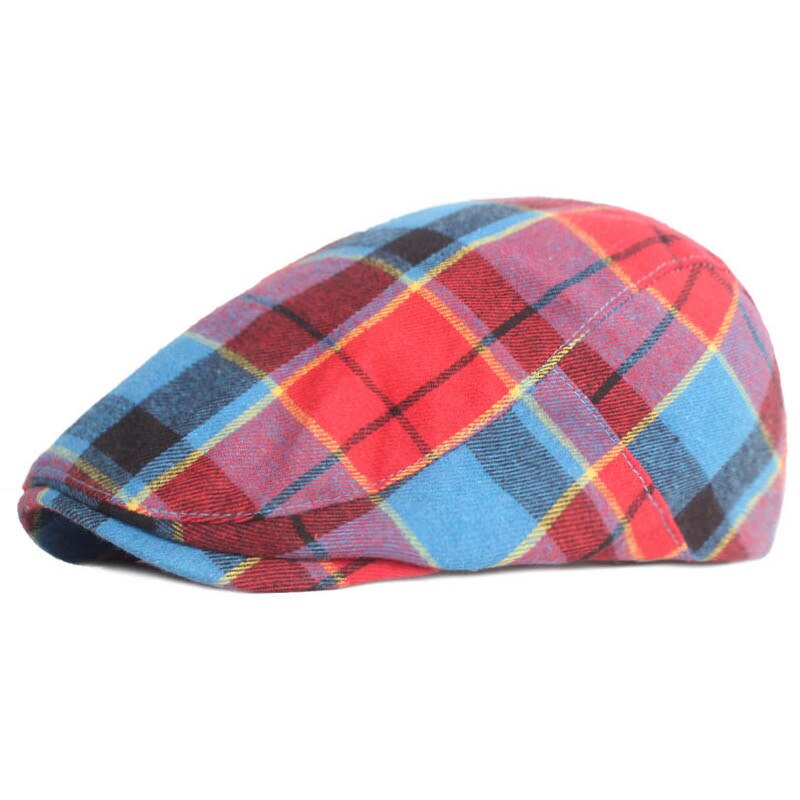 Spring Summer Peaky Blinders Caps for Women Men's Beret Newsboy Plaid French Style Outdoor Sun Hat Visors Casquette Hats: Red