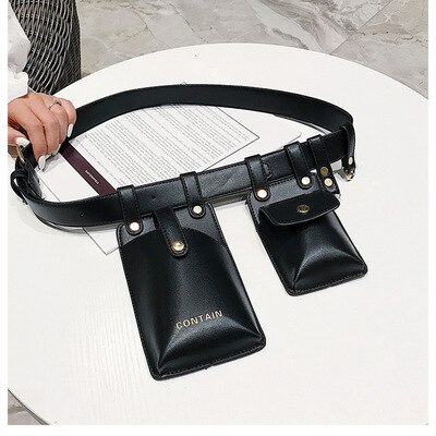 Sac à bandoulière en cuir pour femmes, sac à bandoulière en cuir PU, sac banane, sac de poitrine, clé pour téléphone portable,: Black