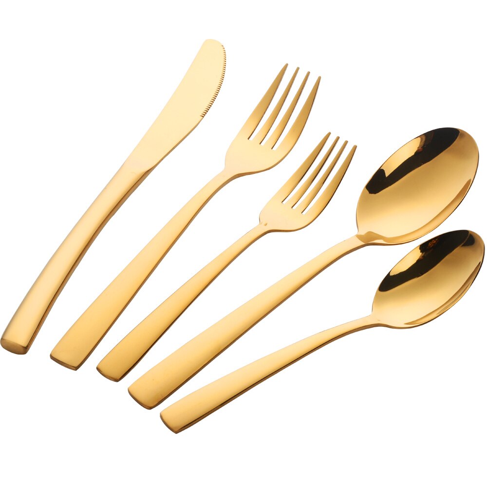 5 Pcs/Set Dinnerware Set Stainless Steel Reusable Utensils Travel Cutlery Spoon Fork Knife Home Tableware