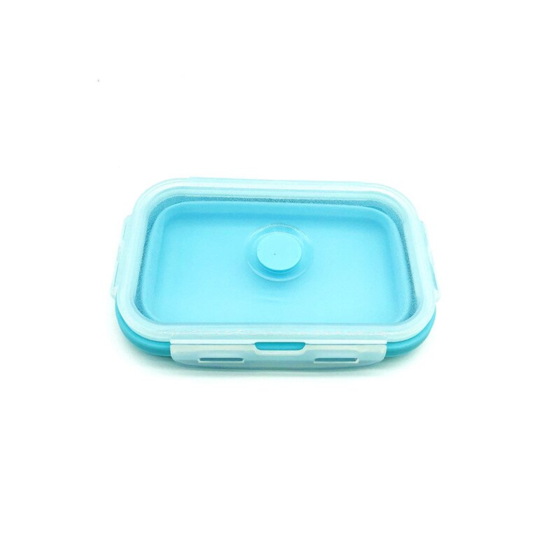 Silicone Collapsible Lunch Box Food Storage Container Bento BPA Free Microwavable Portable Picnic Camping Rectangle Outdoor Box: blue / 800ml