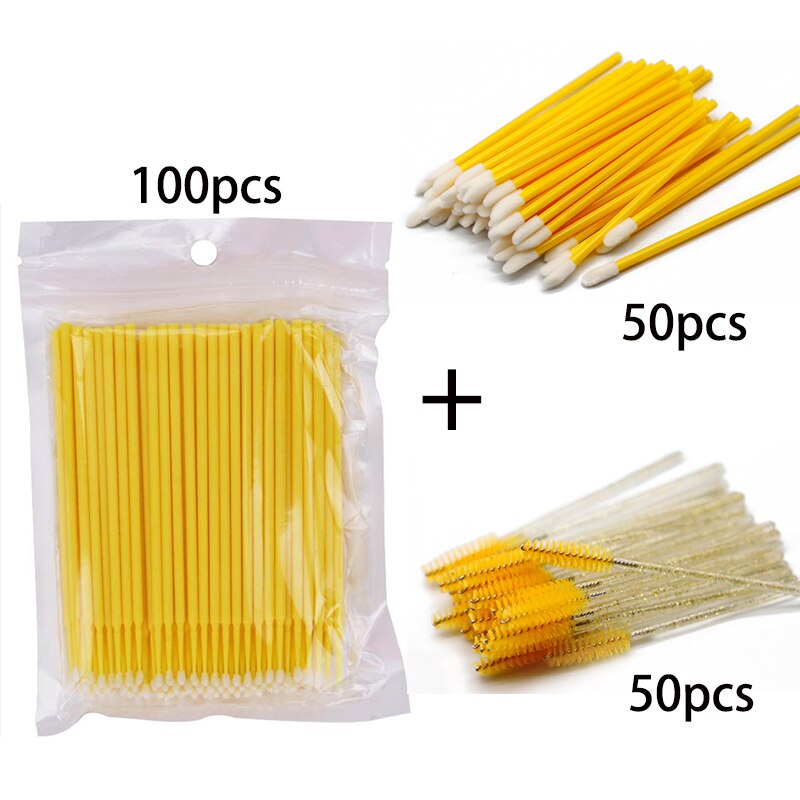 200Pcs Roze Mascara Wands Lipgloss Wand Borstel En Wimper Cleaning Micro Applicator Set 3 In 1 Eye Lash makeup Tools In Bundel