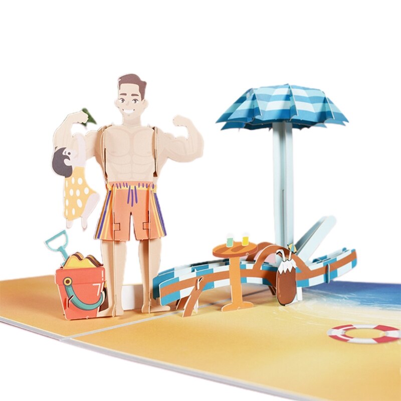 Handmade 3D Pop-Up Greeting Card for Father's Day Thank You Cards with Envelope 91AD