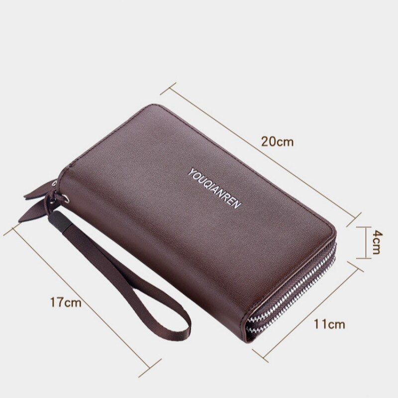 Mannen Lange Portemonnee Clutch Bag Zacht Lederen Business Rits Double-Layer Mobiele Telefoon Tas Multi-card Hand grab Bag Handtas