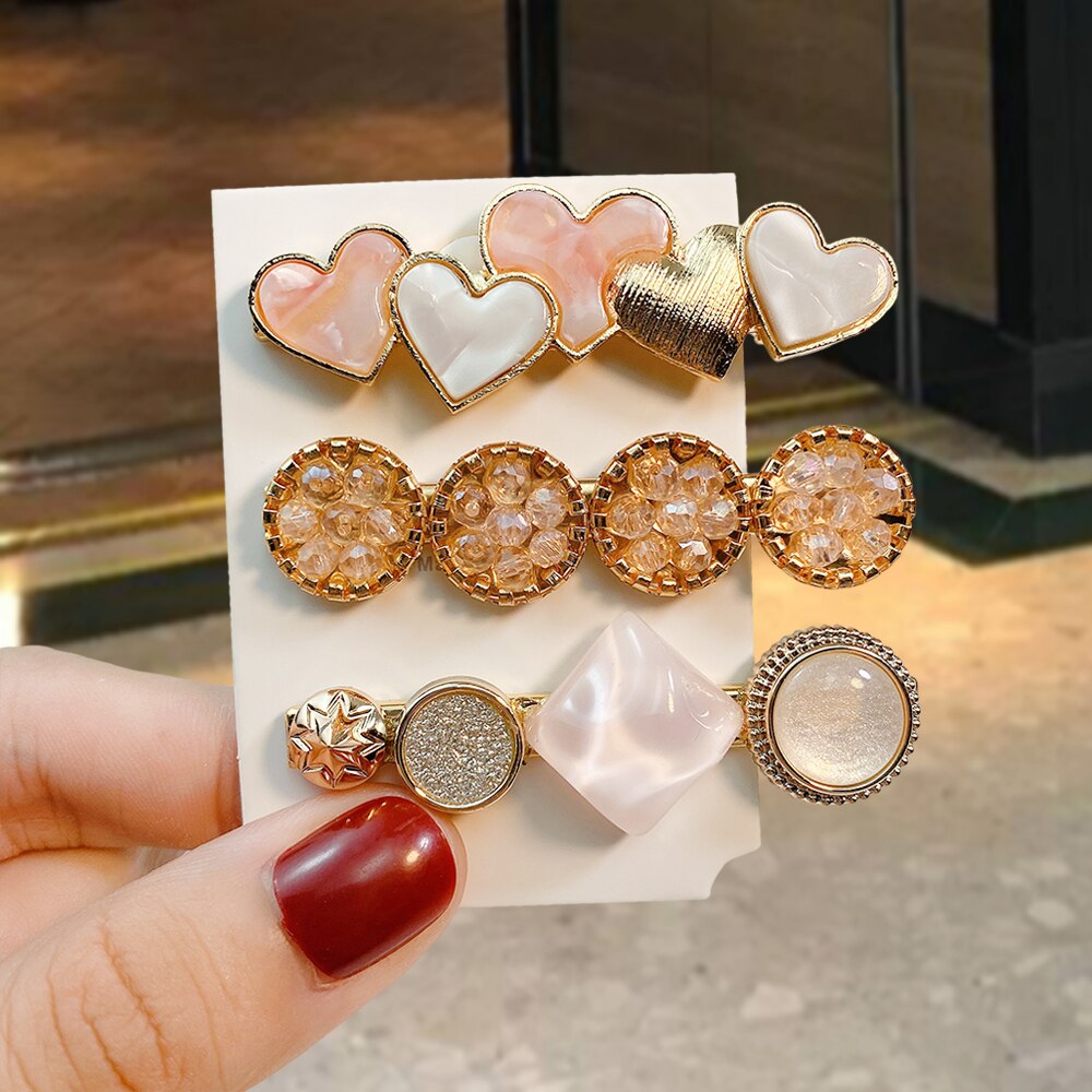 1 ensemble Macaron cristal strass pince à cheveux étoile amour forme Barrettes épingles à cheveux géométrique cheveux accessoires: 9