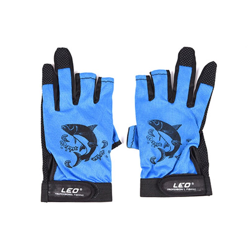 Luvas de pesca 3 dedos luvas de corte luvas sem dedos respirável ao ar livre proteção fundição pesca vestuário ferramentas ao ar livre engrenagem: Blue