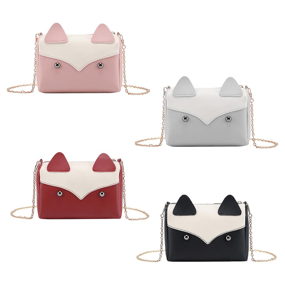 Damesmeisjes schattige cartoon patronen handtas kleine pu leren ketting riem crossbody schoudertas