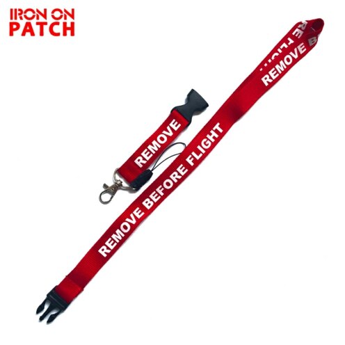 Verwijderen Voordat Vlucht Riem off White/Red Neck Strap Voor Kaart Badge off telefoons Gym Lanyard Geborduurde Sleutelhanger thuis singels: 1