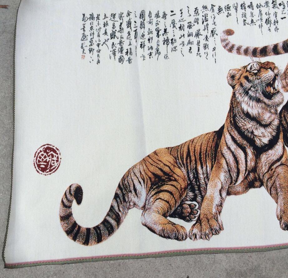 COPPER STATUE Factory direct tiger silk traditional Chinese painting magnificent five tiger pictures can be mounted scroll