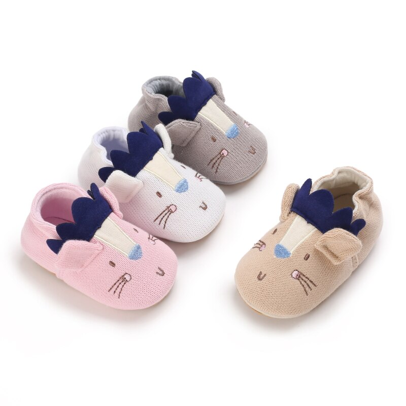 Spring And Autumn Soft Soled Shoes Boys And Girls Knitted Cartoon Rubber Soled Non Slip Shoes 0-18 Month Toddlers