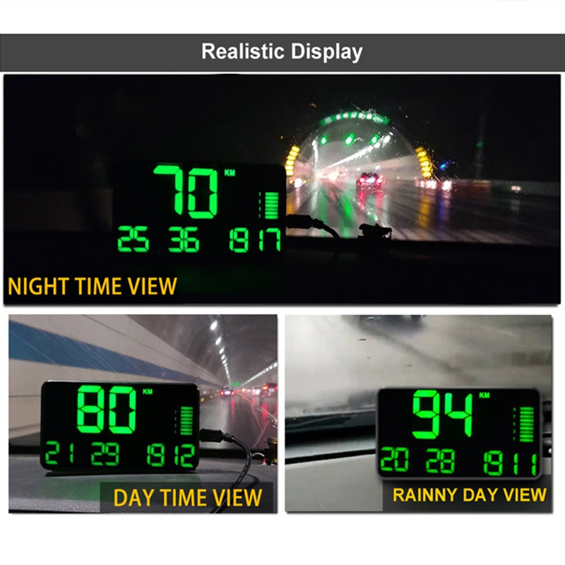 5.5 Inch GPS Speedometer C90 Speed Display KM/H MPH For Car Bike Motorcycle GPS Overspeed Alarm Hud Display Car Hud Display