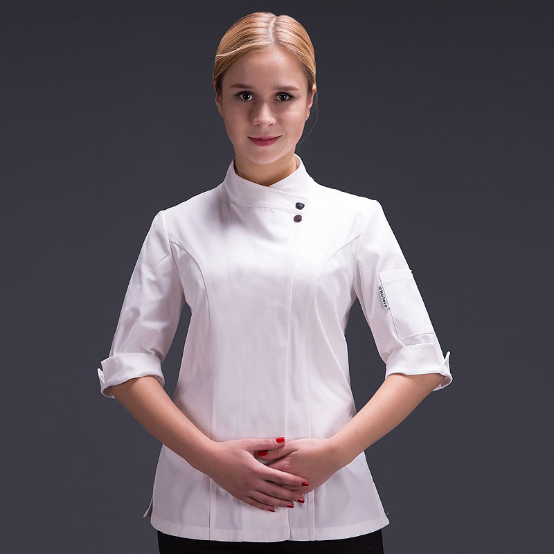 Mad kok køkken jakke hvid hotel uniform sommer restaurant tjener arbejdstøj tøj dame & #39 ;s køkken jakke