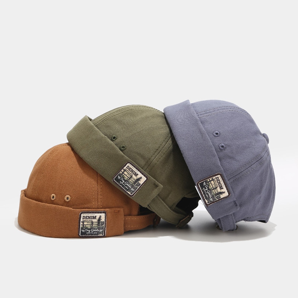 Vouw Skullcap Retro Mannen Sailor Cap Vrouwen Warm Rolde Manchet Emmer Cap Brimless Hoed Verstelbare Muts Motorkap Mutsen