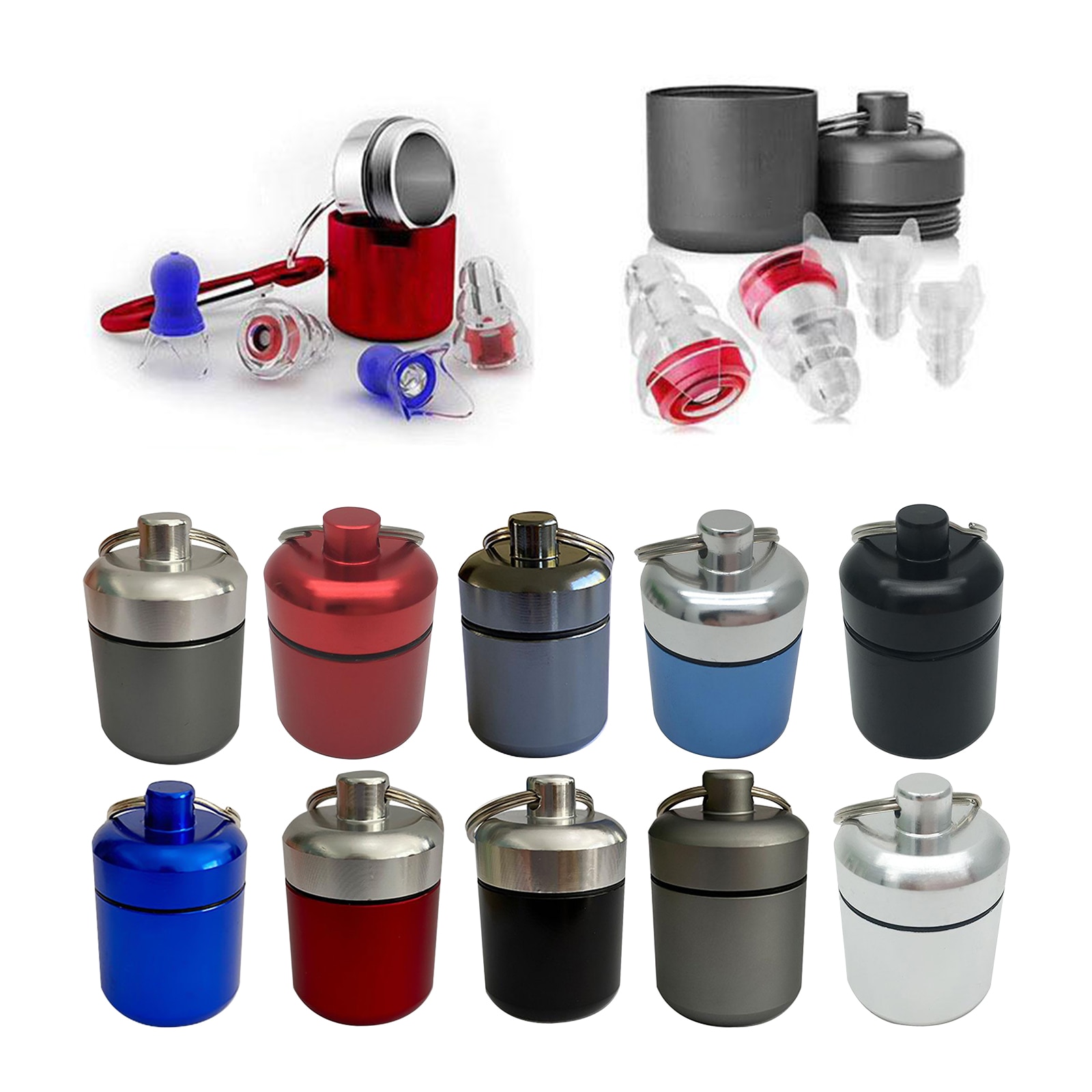 Waterproof Aluminum Pill Box Case Container Keychain Pill Carrier Metal Pill Container Mini Pill Box Organizer