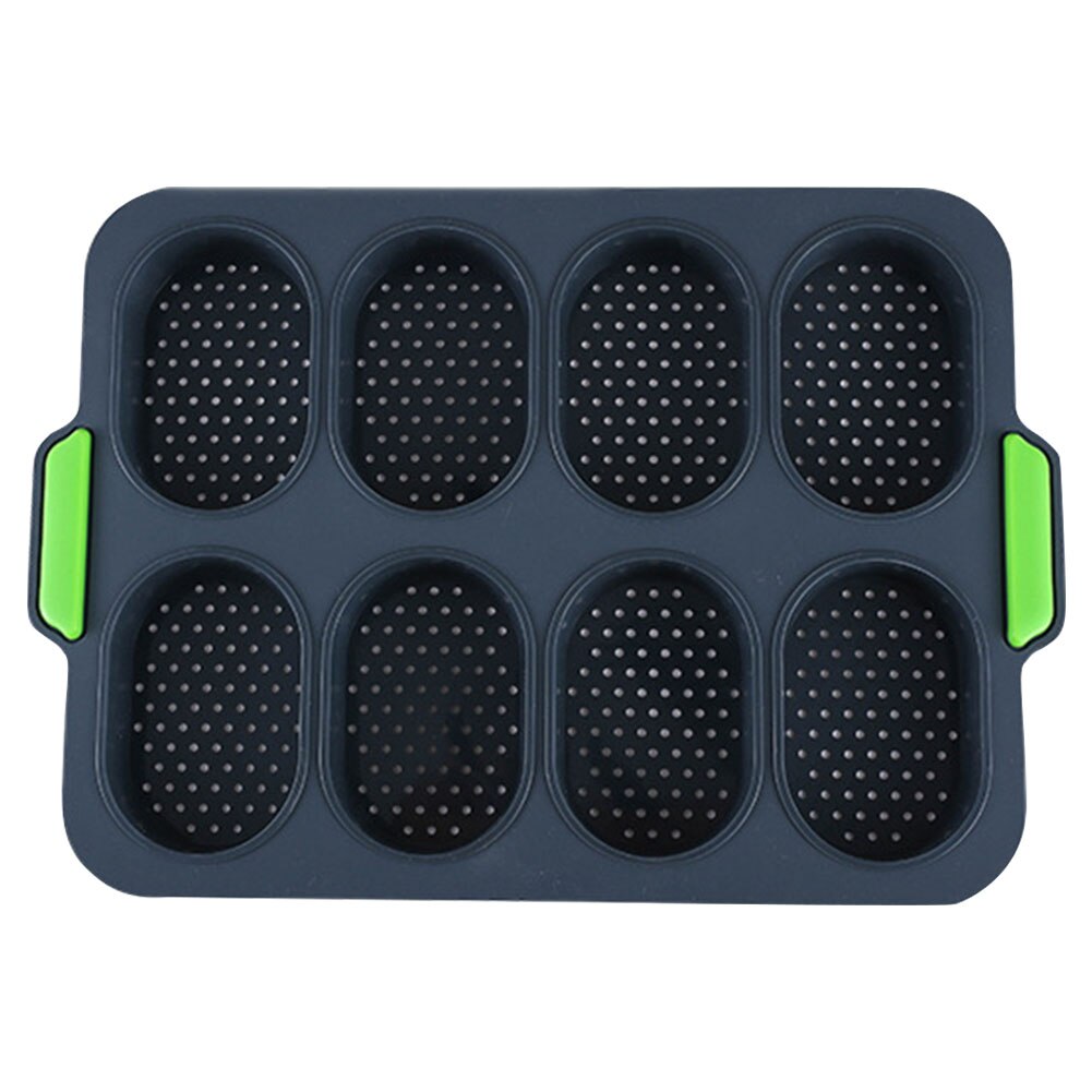 Bandeja resistente al calor con 8 rejillas para el hogar DIY, sartén francesa antiadherente práctico para hornear pan de hamburguesa, molde de buena flexibilidad, fácil de liberar: Gris oscuro