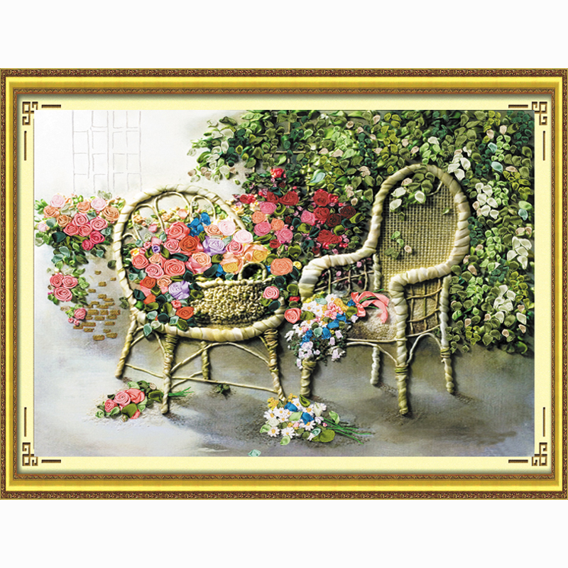Lint borduurwerk 70X60 cm mode schilderijen meubels romantische rose 3d rand van de driedimensionale cross-stitch