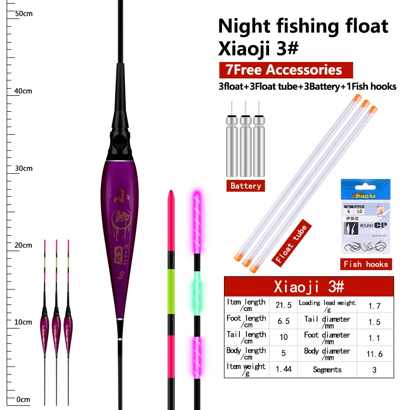 3 st nano elektriska fiskeflöten +3 st  cr425+3 st flötesrör +1 påsar krokar lysande boya sötvattensboj nattfisketillbehör