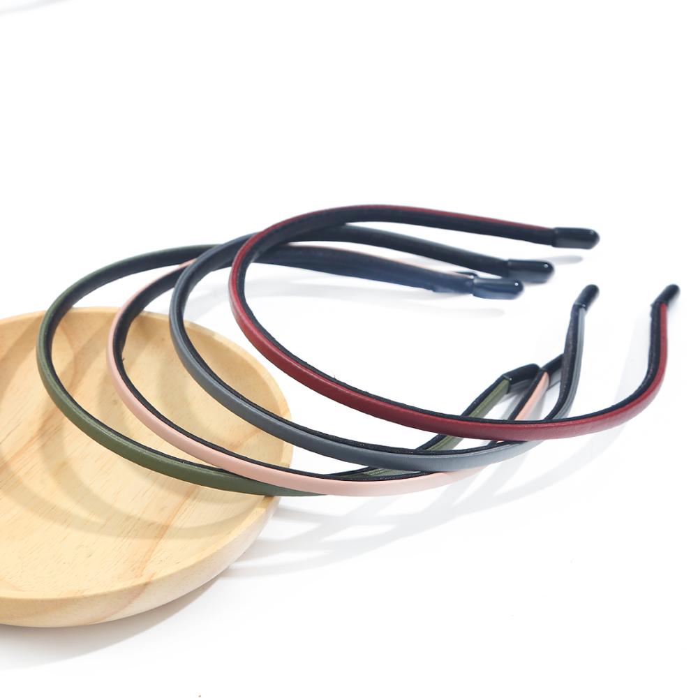 Leren dunne 0.5cm brede haarbanden voor meisjes, haaraccessoires voor vrouwen, mix kleuren hoofdbanden, styling haarversieringen