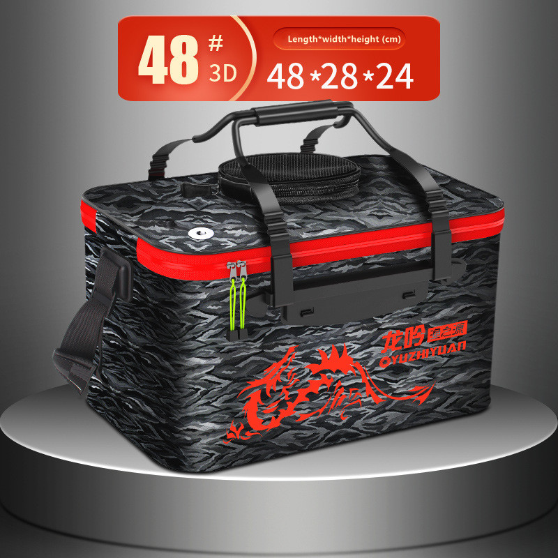 Portable Fishing Bag Foldable Fishing Bucket Live Fish Box Camping Water Container Pan Basin Fishing Gear Tackle Storage Bag: 3D   50CM