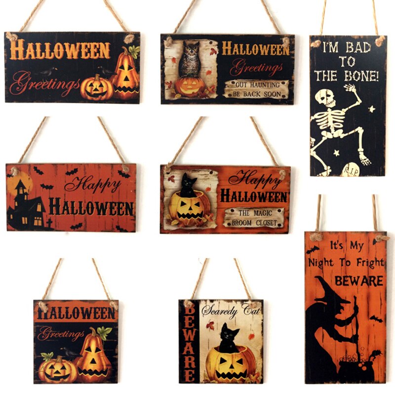 Halloween-sisustustarvikkeet roikkuvat kyltit temppu tai herkku kallo noita iloisiin halloween-juhliin sisätilojen ulko-oven seinäkoriste