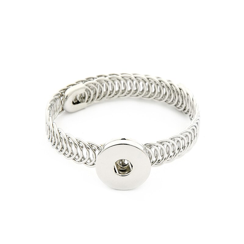 SG0087 Beauty Simple Silver color&amp;Golden metal DIY snap Bracelet Bangle fit 18MM DIY snap buttons jewelry