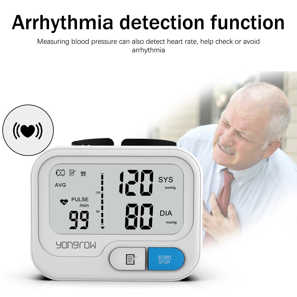 Yonker Tonometer Automatic Wrist Digital Blood Pressure Monitor Digital lcd Sphgmomanometer Heart Rate Pulse Meter BP Monitor