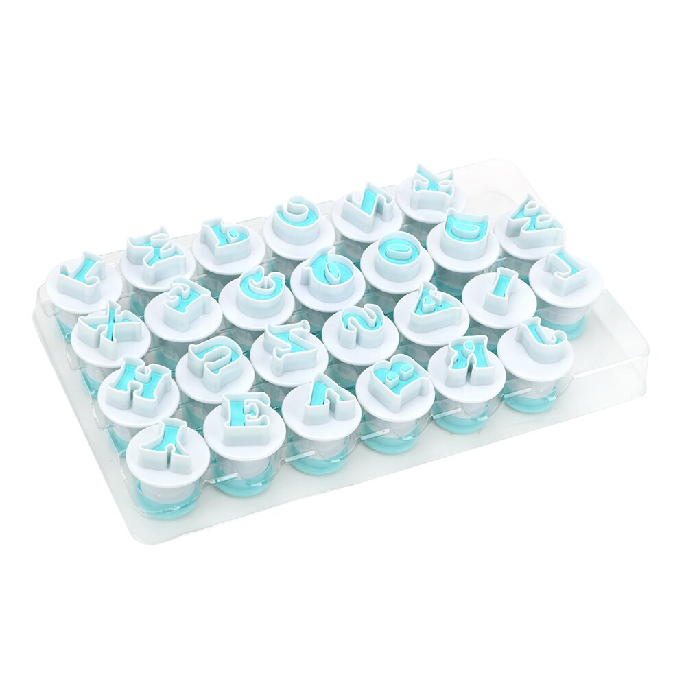 26/10 Pcs/Set Plastic Zuiger Cookie Chocolade Cutter Bakvorm Nummers Bovenste &amp; Kleine Letters Alfabet Fondant Cake Decoratie